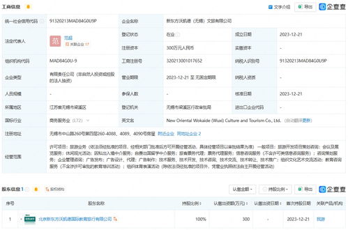 新东方文旅拓展长三角市场，在无锡与淮安成立新公司
